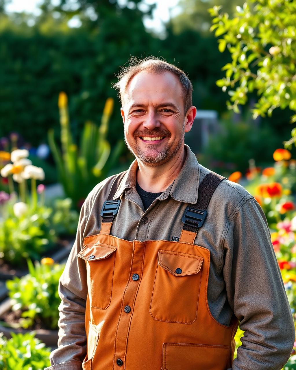 Albert Hoek aan het werk in de tuin